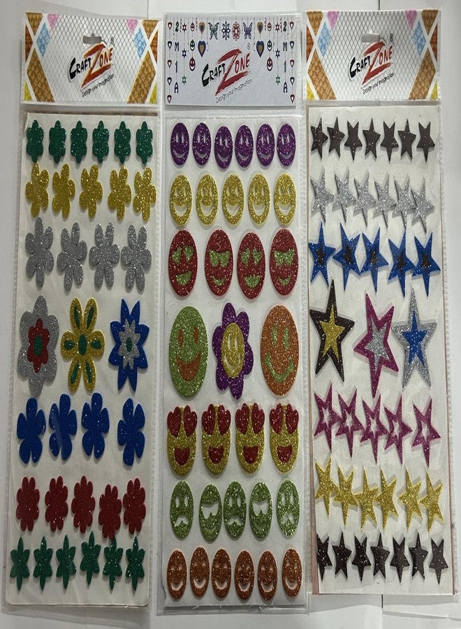 ملصقات إيكليت اللامعة ذاتية اللصق من الفوم، مثالية للأعمال الفنية والحرفية للأطفال - مجموعة من 3 أوراق بتصاميم متنوعة